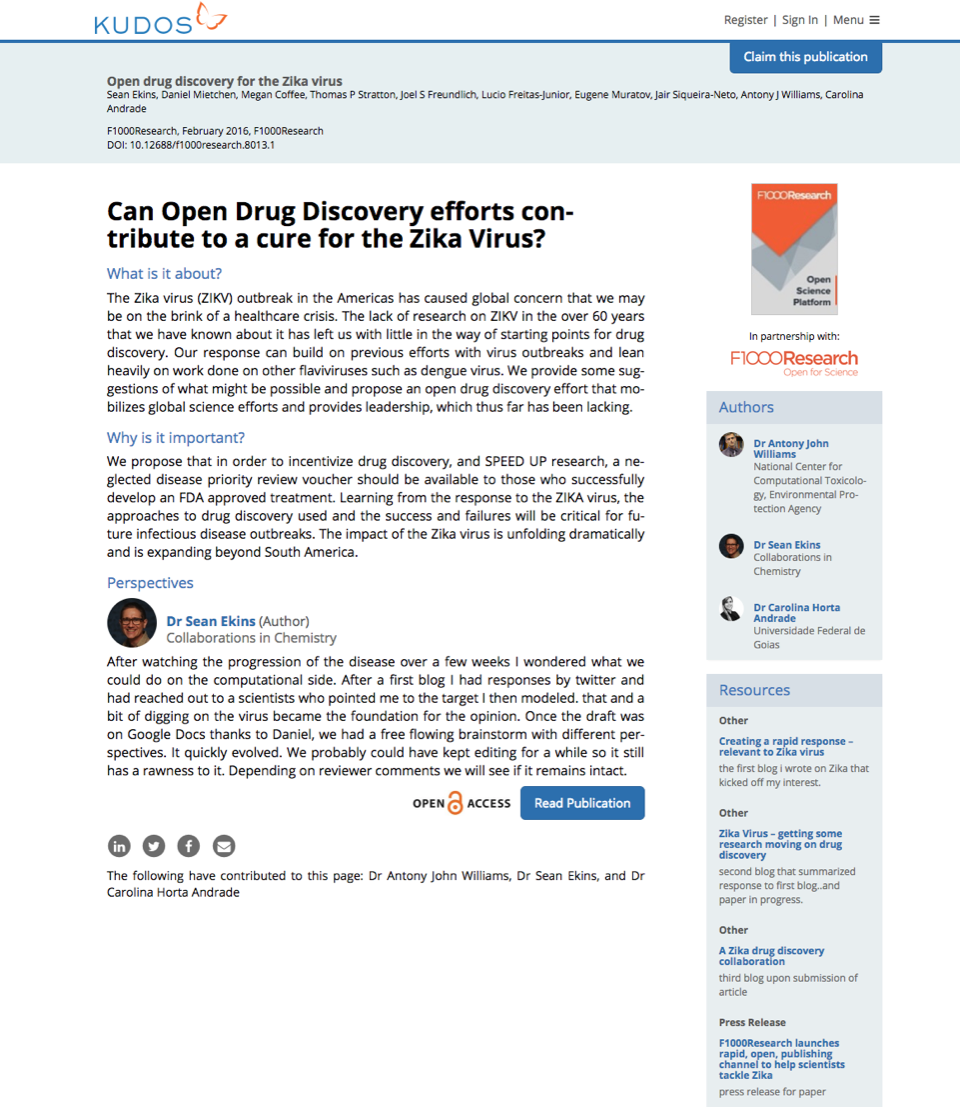 Kudos publication page