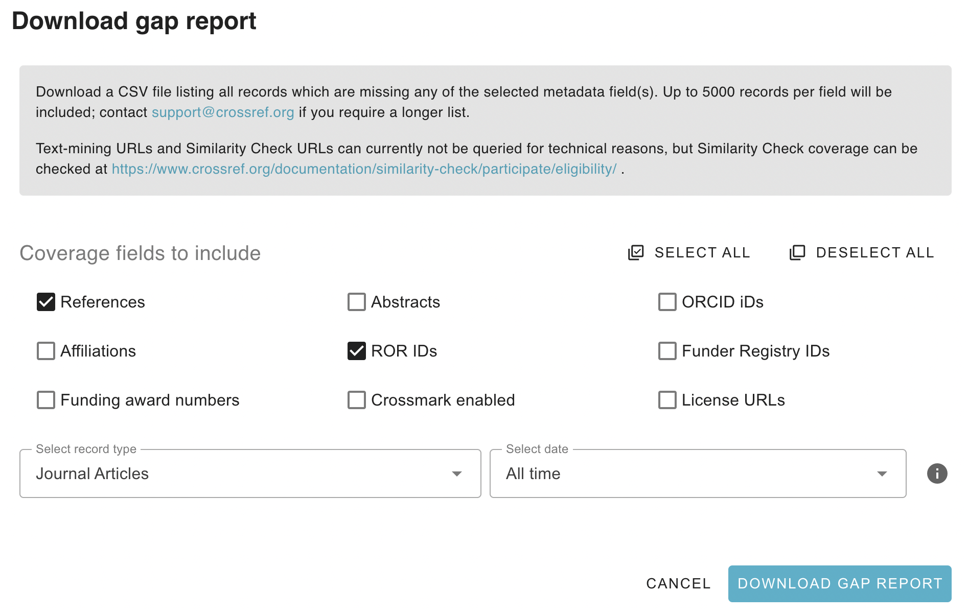 Filtering by time period and record type in participation reports