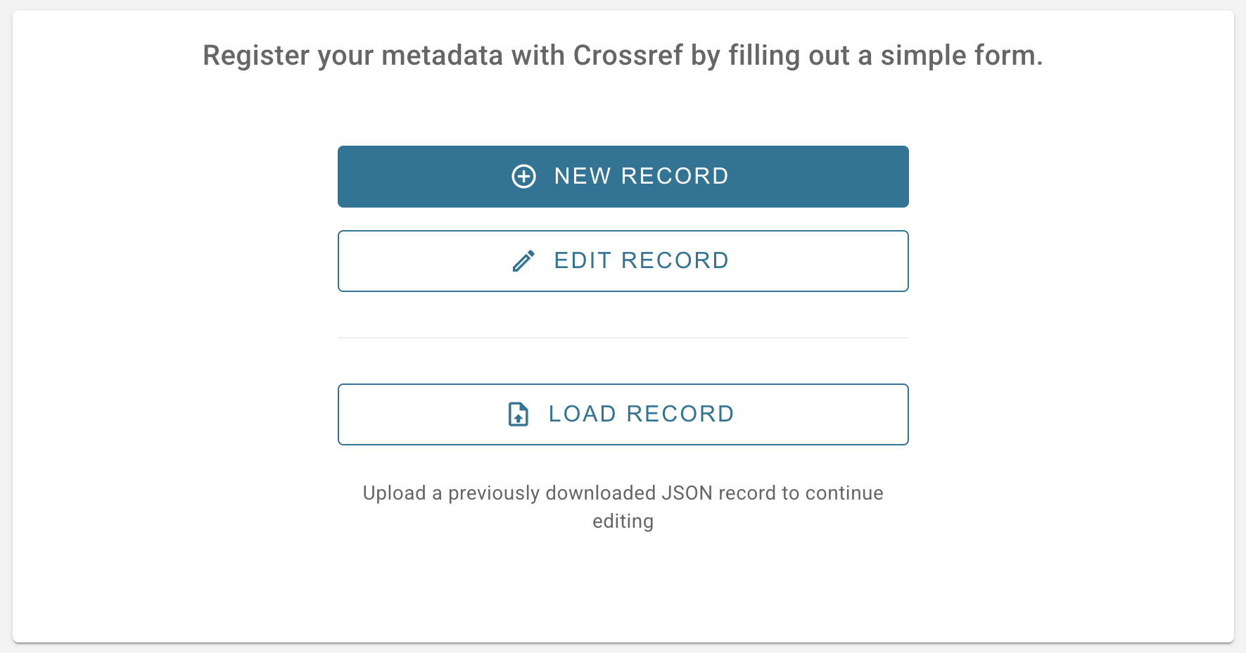 Start a new record submission page